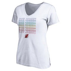 New Jersey Devils Women's City Pride V-Neck T-Shirt - White - NHL