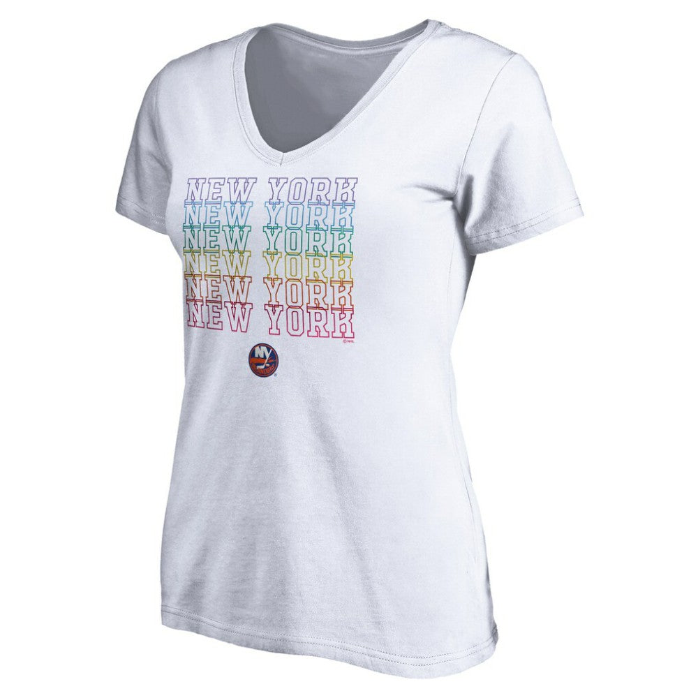 New York Islanders Women's City Pride V-Neck T-Shirt - White - NHL