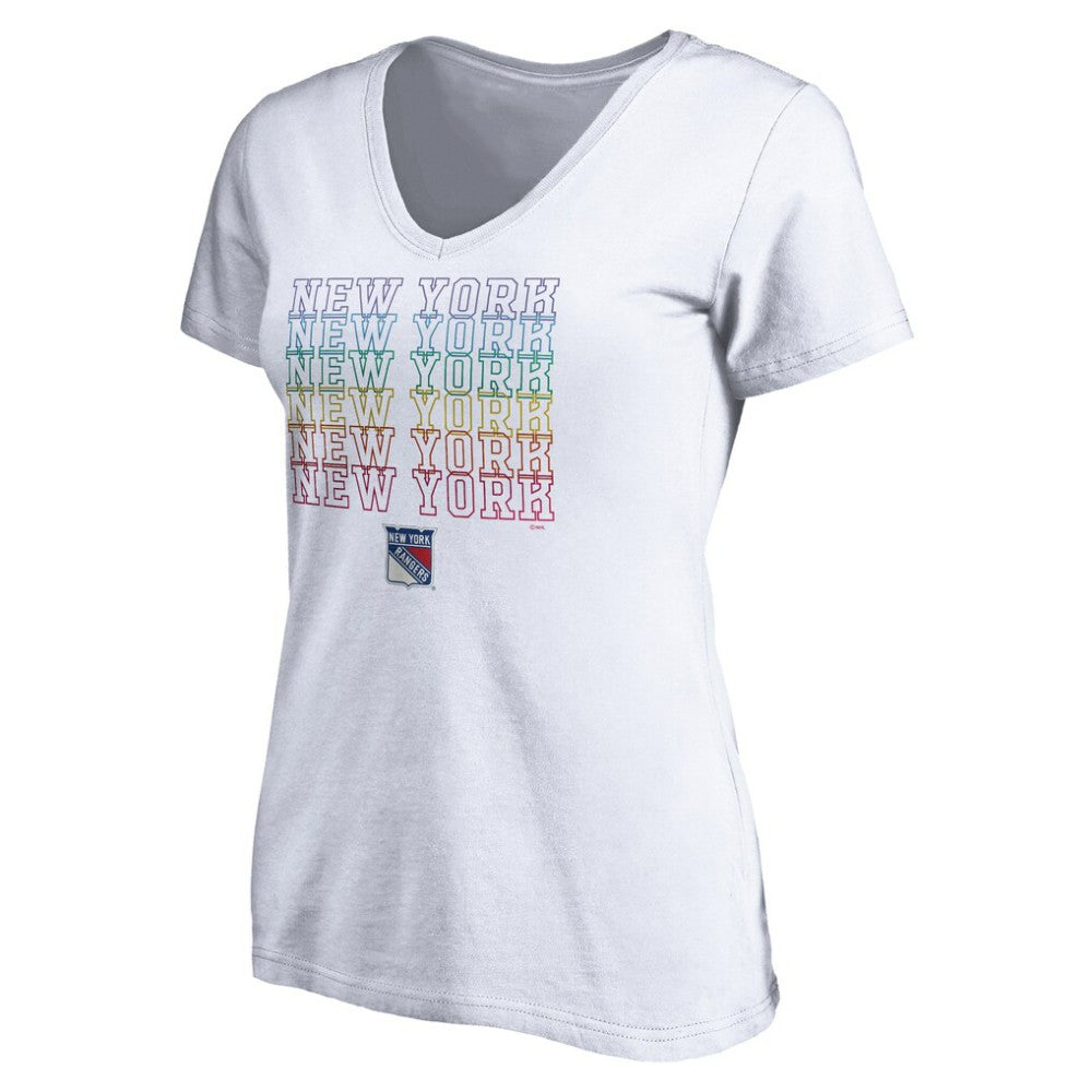 New York Rangers Women's City Pride V-Neck T-Shirt - White - NHL