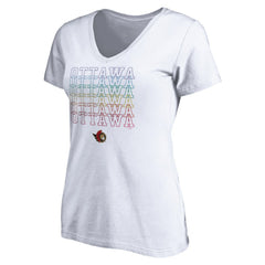 Ottawa Senators Women's City Pride V-Neck T-Shirt - White - NHL