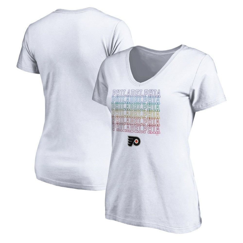 Philadelphia Flyers Women's City Pride V-Neck T-Shirt - White - NHL