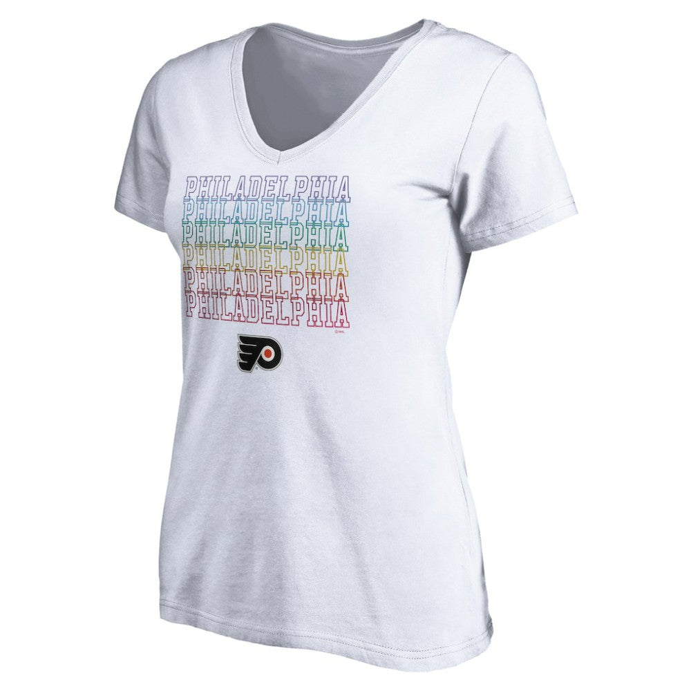Philadelphia Flyers Women's City Pride V-Neck T-Shirt - White - NHL