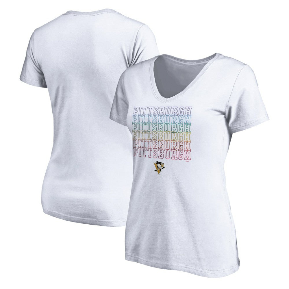 Pittsburgh Penguins Women's City Pride V-Neck T-Shirt - White - NHL