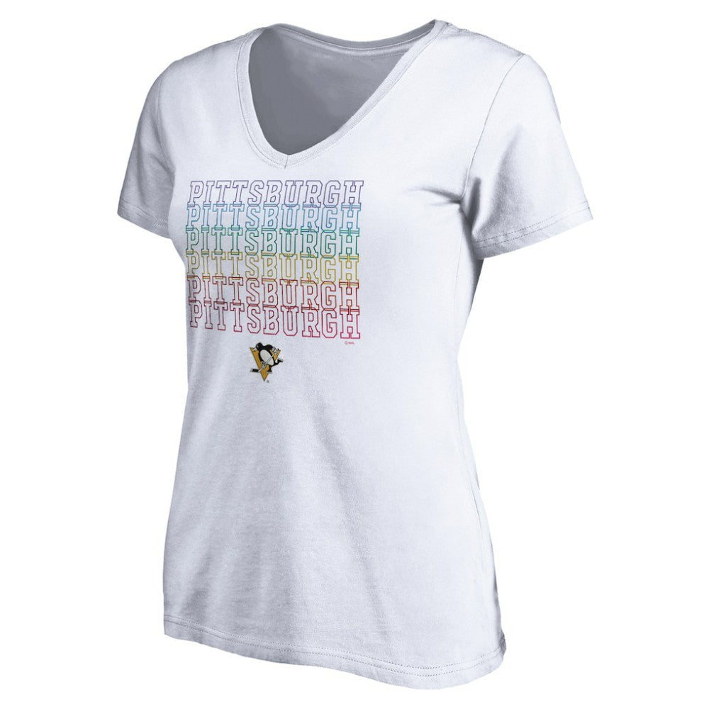 Pittsburgh Penguins Women's City Pride V-Neck T-Shirt - White - NHL