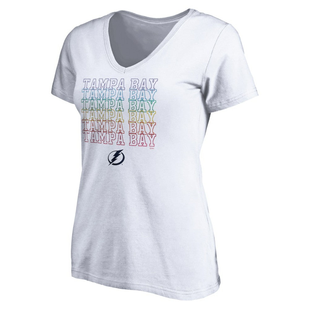 Tampa Bay Lightning Women's City Pride V-Neck T-Shirt - White - NHL