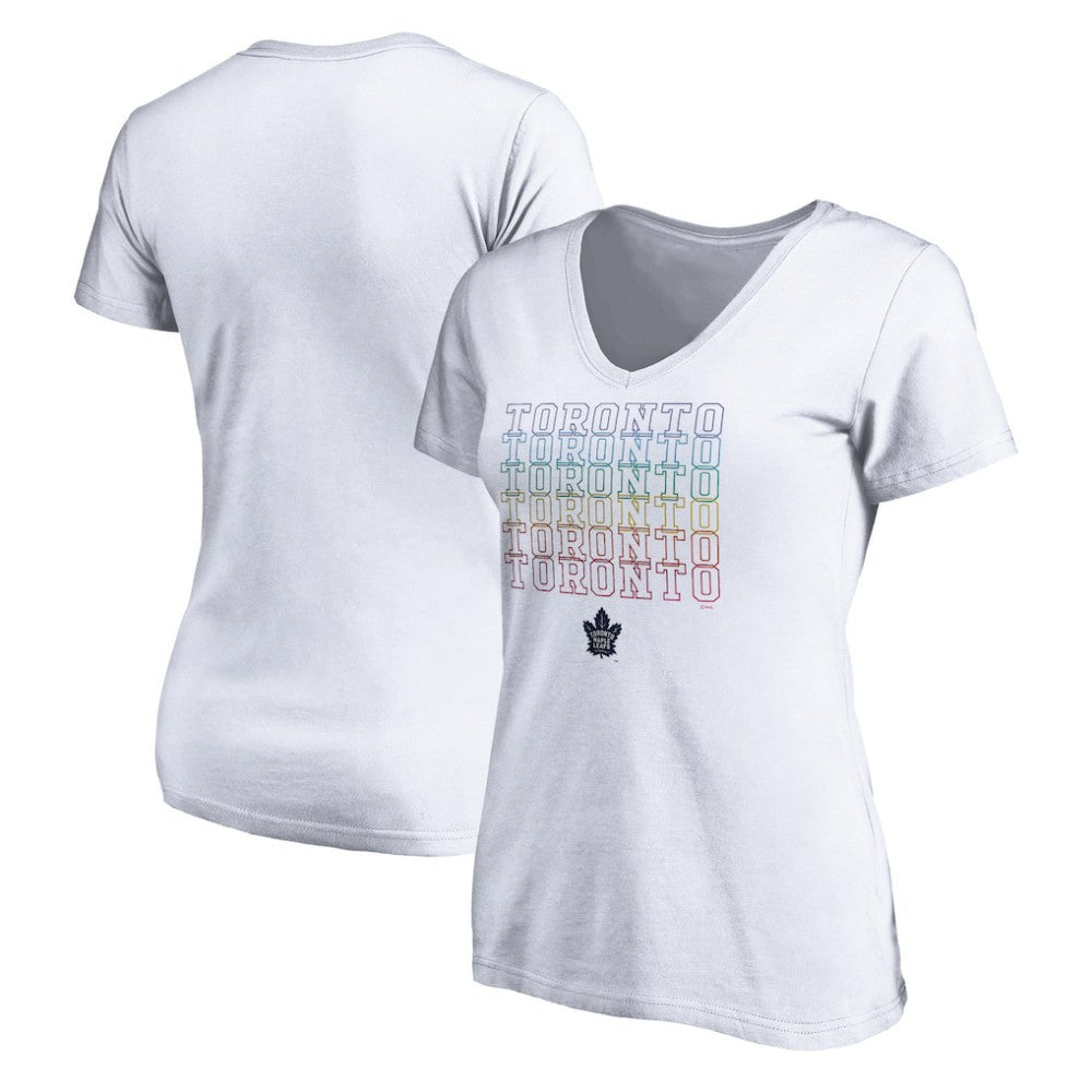 Toronto Maple Leafs Women's City Pride V-Neck T-Shirt - White - NHL