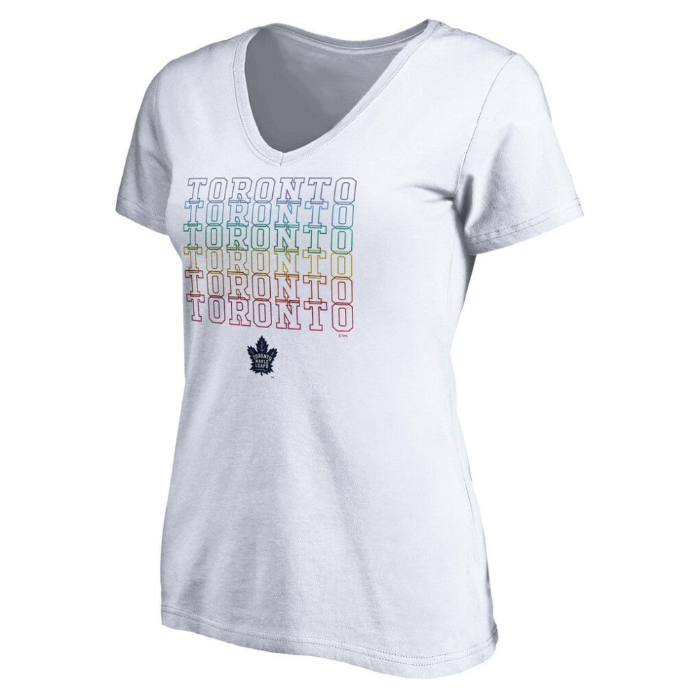 Toronto Maple Leafs Women's City Pride V-Neck T-Shirt - White - NHL