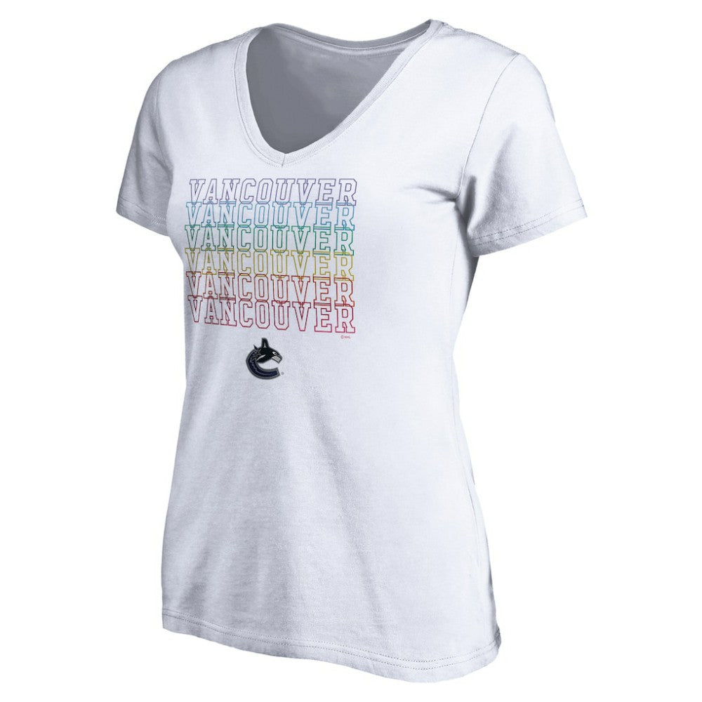 Vancouver Canucks Women's City Pride V-Neck T-Shirt - White - NHL