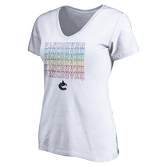 Vancouver Canucks Women's City Pride V-Neck T-Shirt - White - NHL