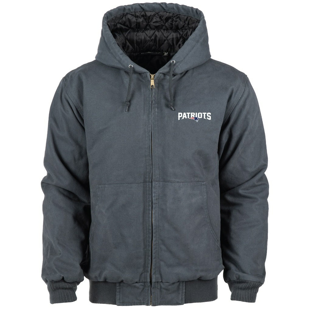 New England Patriots Dunbrooke Big & Tall Dakota Canvas Hoodie Full-Zip Jacket Charcoal | NFL