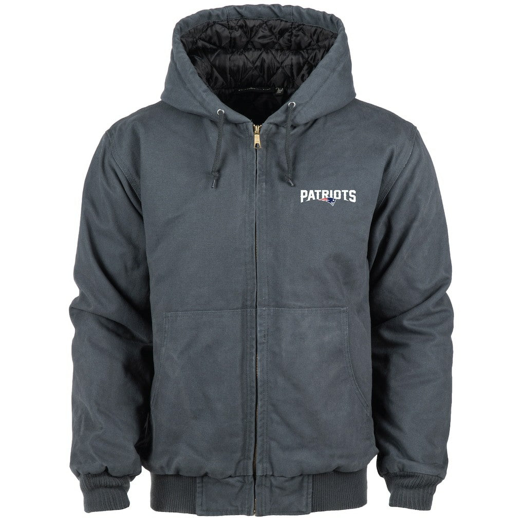 New England Patriots Dunbrooke Big & Tall Dakota Canvas Hoodie Full-Zip Jacket Charcoal | NFL