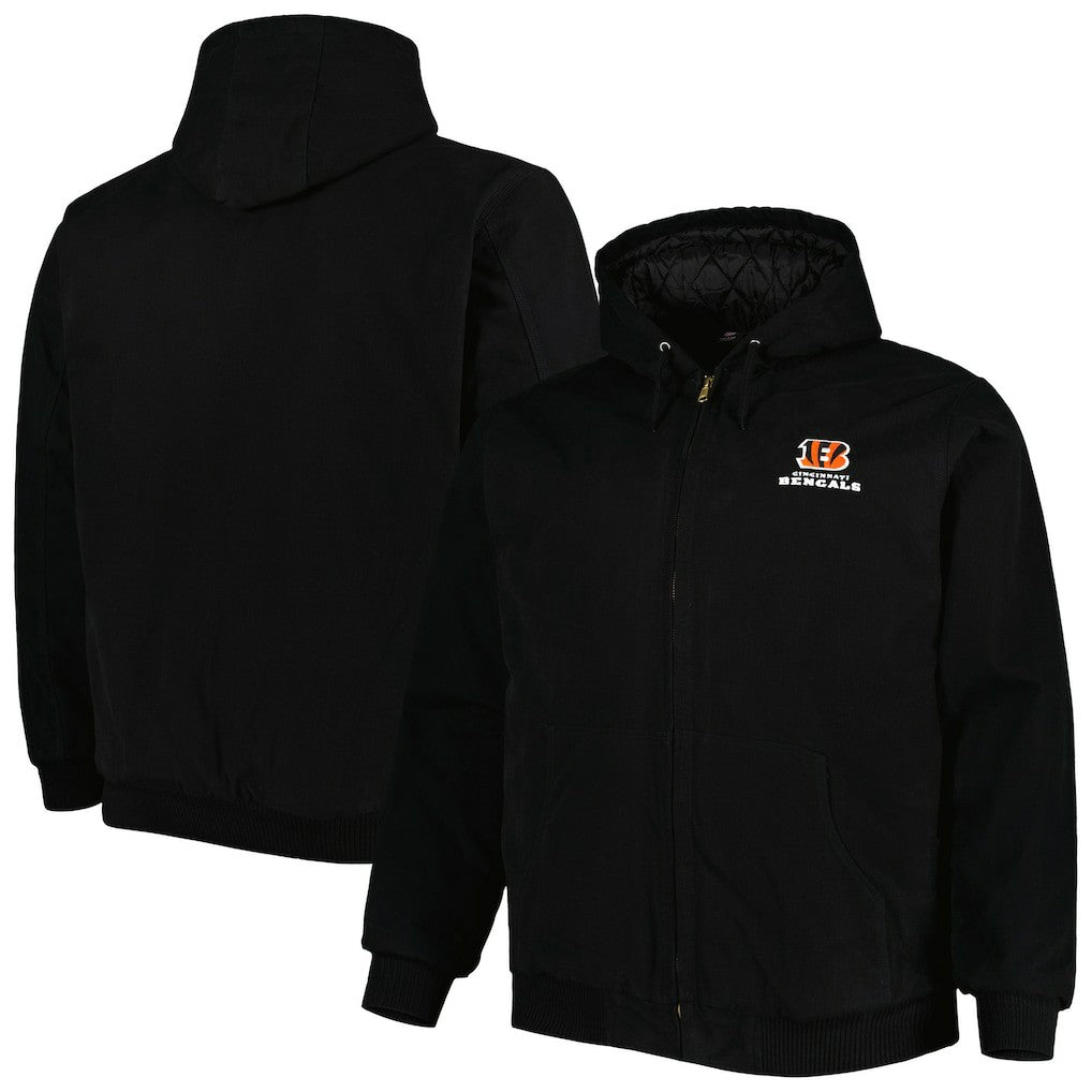 Cincinnati Bengals Dunbrooke Big & Tall Dakota Canvas Hoodie Full-Zip Jacket Black | NFL