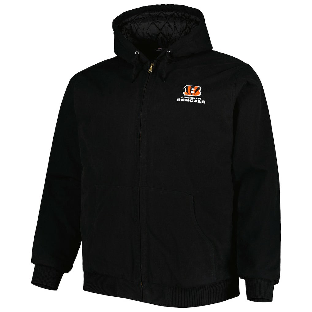 Cincinnati Bengals Dunbrooke Big & Tall Dakota Canvas Hoodie Full-Zip Jacket Black | NFL