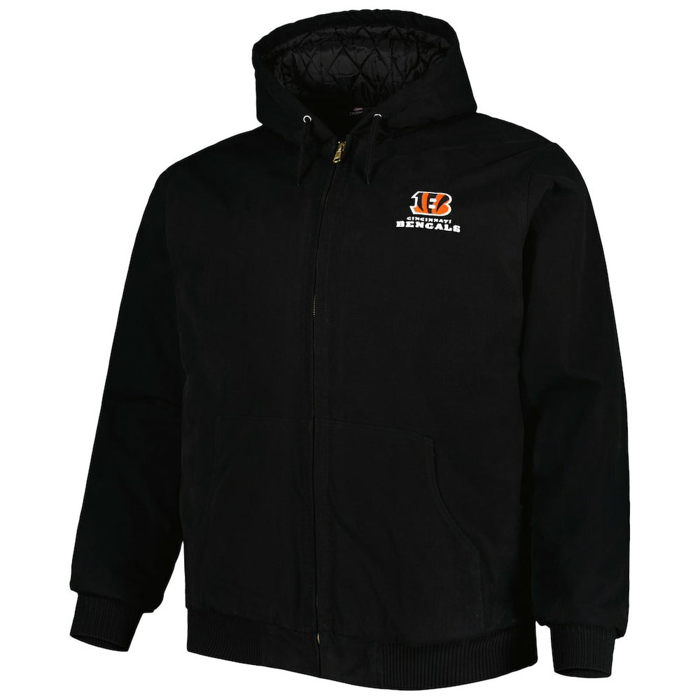 Cincinnati Bengals Dunbrooke Big & Tall Dakota Canvas Hoodie Full-Zip Jacket Black | NFL