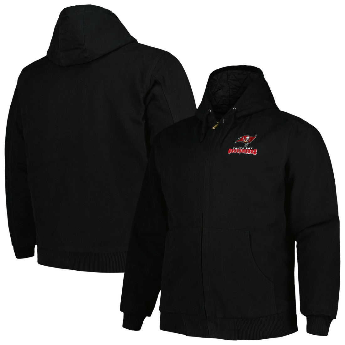 Tampa Bay Buccaneers Dunbrooke Big & Tall Dakota Canvas Hoodie Full-Zip Jacket Black | NFL