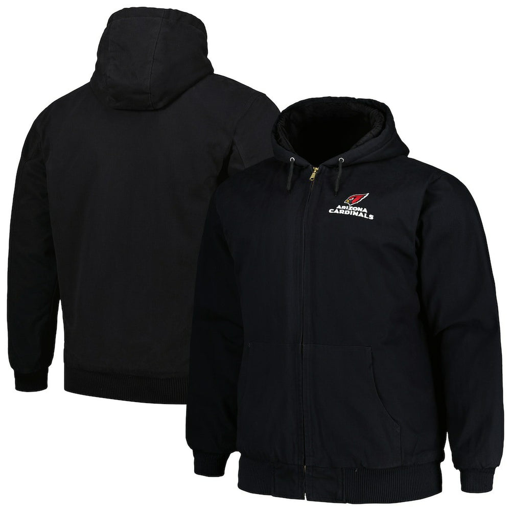 Arizona Cardinals Dunbrooke Big & Tall Dakota Canvas Hoodie Full-Zip Jacket Black | NFL