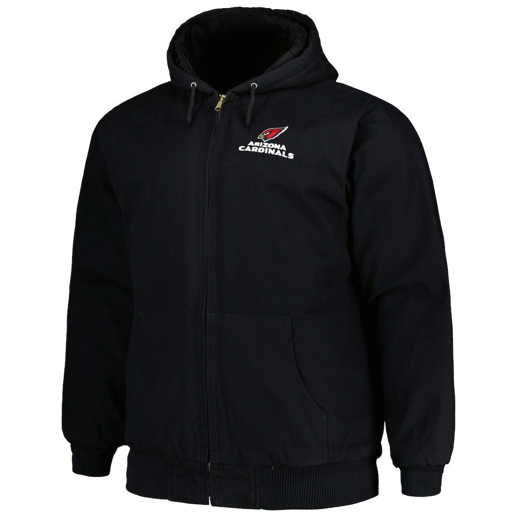 Arizona Cardinals Dunbrooke Big & Tall Dakota Canvas Hoodie Full-Zip Jacket Black | NFL