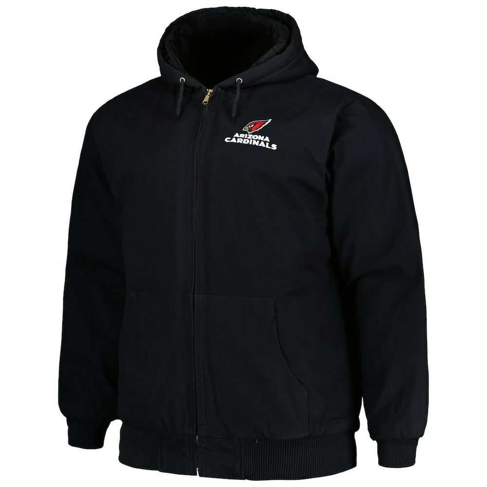 Arizona Cardinals Dunbrooke Big & Tall Dakota Canvas Hoodie Full-Zip Jacket Black | NFL