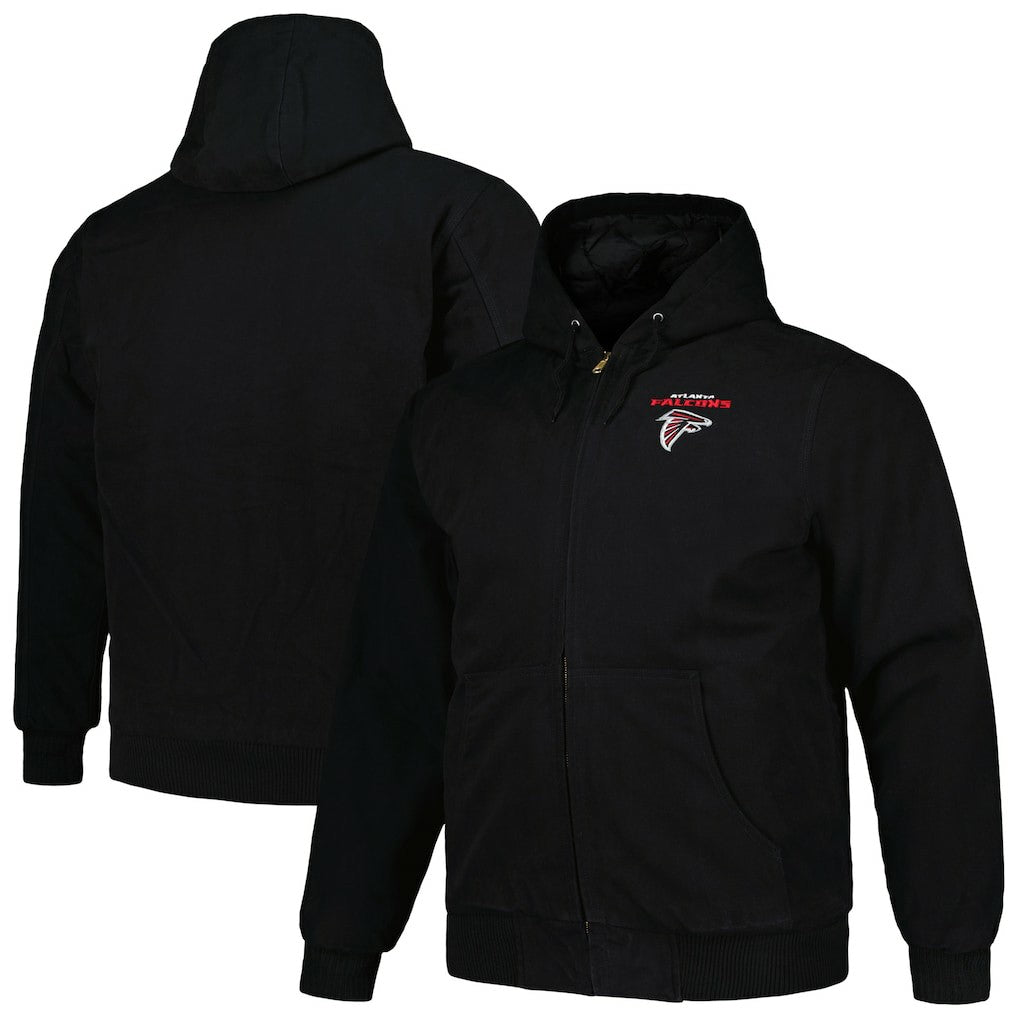 Atlanta Falcons Dunbrooke Big & Tall Dakota Canvas Hoodie Full-Zip Jacket Black | NFL