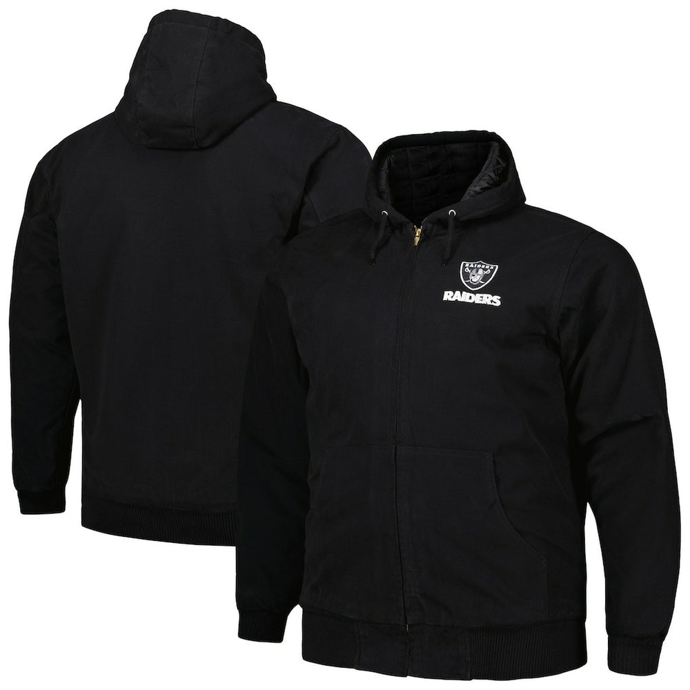 Las Vegas Raiders Dunbrooke Big & Tall Dakota Canvas Hoodie Full-Zip Jacket Black | NFL