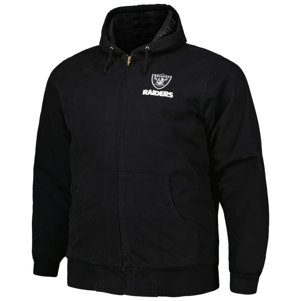 Las Vegas Raiders Dunbrooke Big & Tall Dakota Canvas Hoodie Full-Zip Jacket Black | NFL