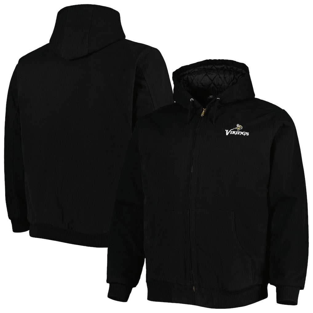 Minnesota Vikings Dunbrooke Big & Tall Dakota Canvas Hoodie Full-Zip Jacket Black | NFL
