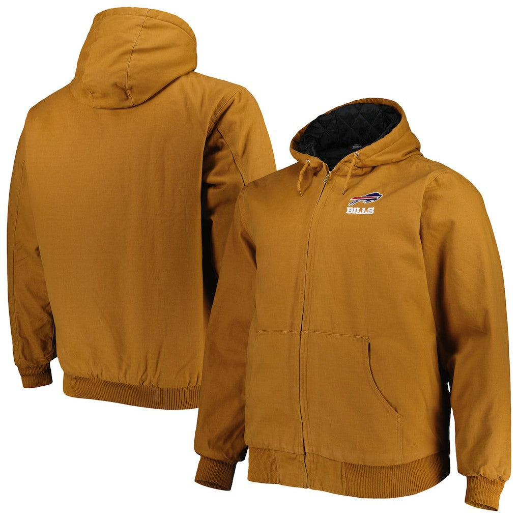 Buffalo Bills Dunbrooke Big & Tall Dakota Canvas Hoodie Full-Zip Jacket Tan | NFL