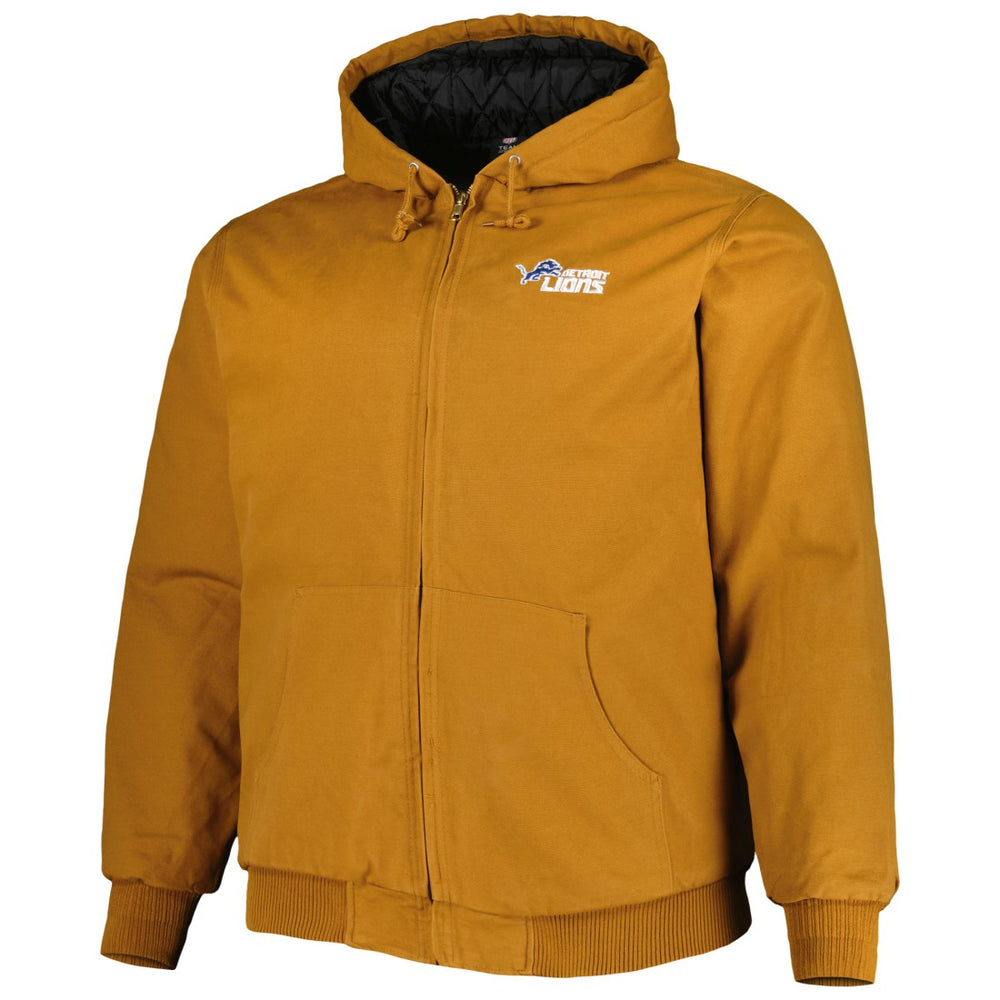 Detroit Lions Dunbrooke Big & Tall Dakota Canvas Hoodie Full-Zip Jacket Tan | NFL