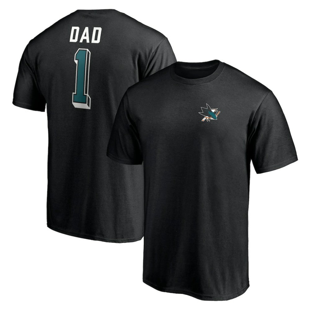 San Jose Sharks Number One Dad Logo T-Shirt - Black - NHL