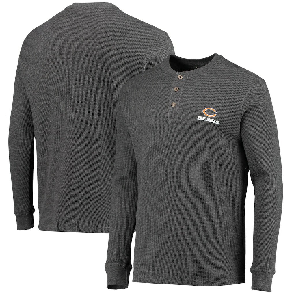 Chicago Bears Dunbrooke Logo Maverick Thermal Henley Long Sleeve T-Shirt Heathered Gray | NFL