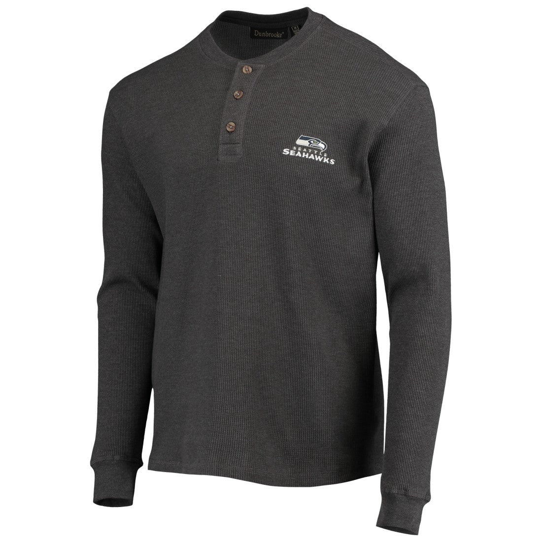 Seattle Seahawks Dunbrooke Logo Maverick Thermal Henley Long Sleeve T-Shirt Heathered Gray | NFL