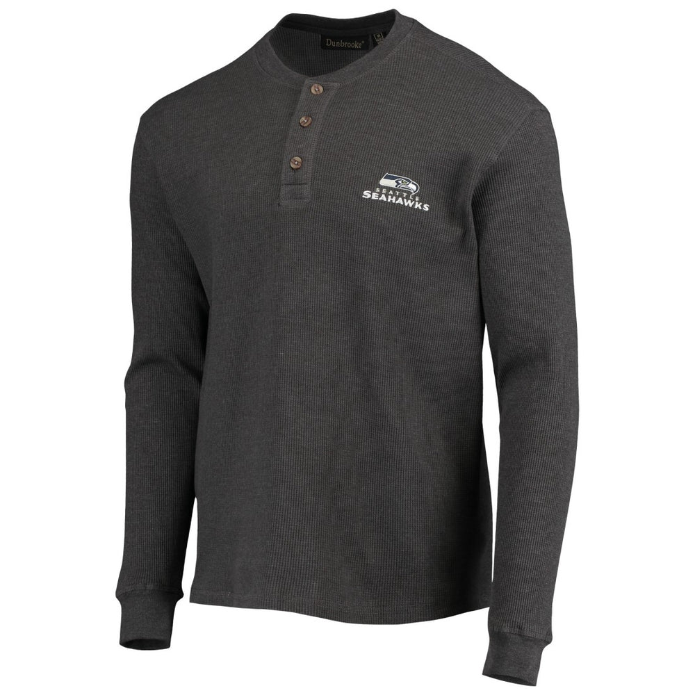Seattle Seahawks Dunbrooke Logo Maverick Thermal Henley Long Sleeve T-Shirt Heathered Gray | NFL