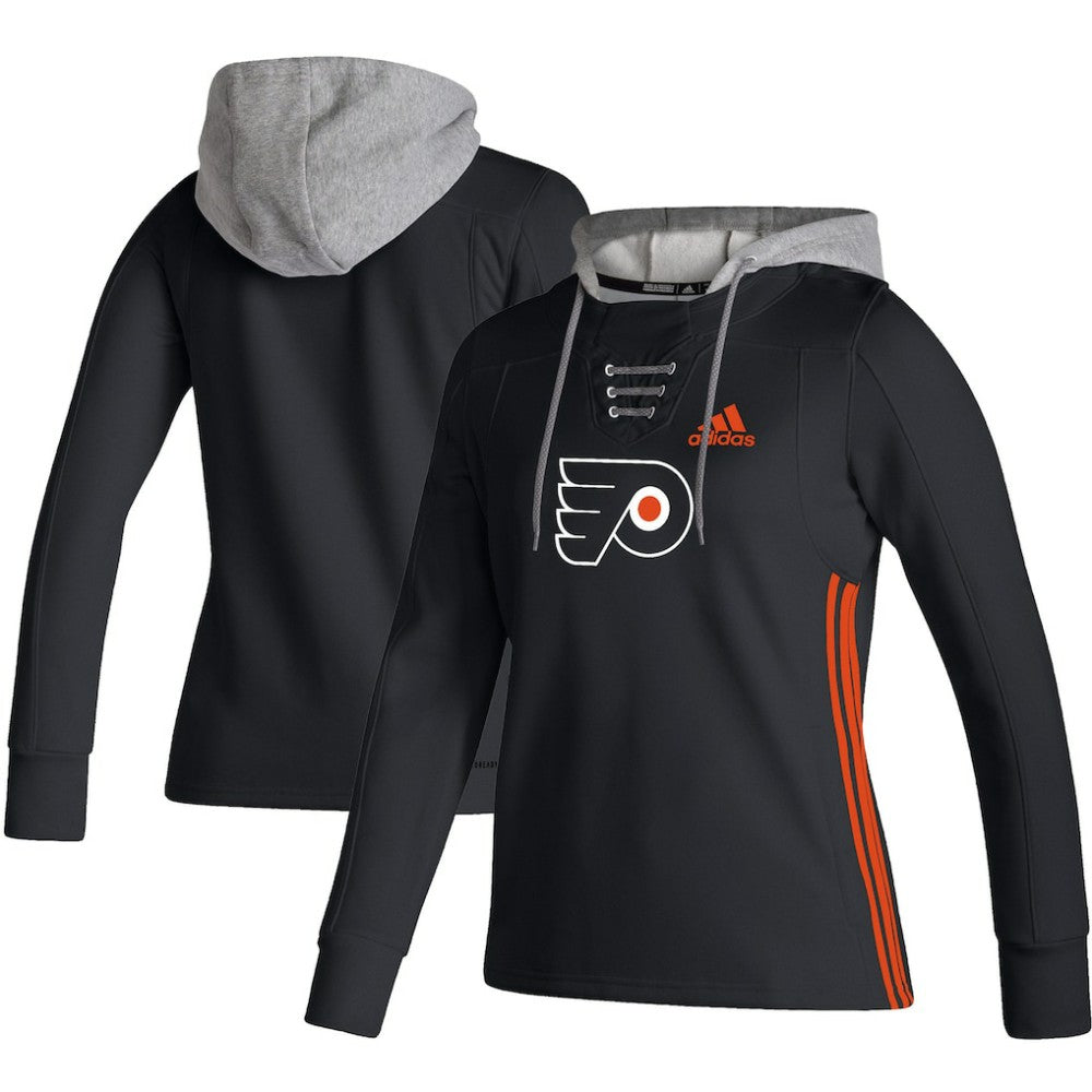 Philadelphia Flyers adidas Women's Skate Lace AEROREADY Pullover Hoodie - Black - NHL