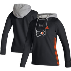 Philadelphia Flyers adidas Women's Skate Lace AEROREADY Pullover Hoodie - Black - NHL