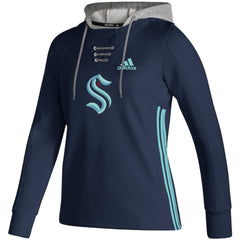 Seattle Kraken adidas Women's Skate Lace AEROREADY Pullover Hoodie - Deep Sea Blue - NHL