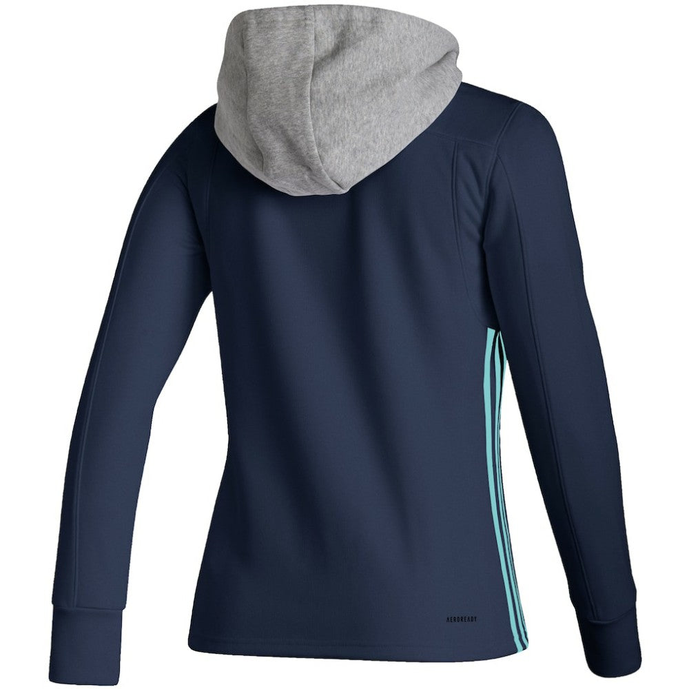 Seattle Kraken adidas Women's Skate Lace AEROREADY Pullover Hoodie - Deep Sea Blue - NHL