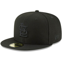 St. Louis Cardinals New Era Black on Black 59FIFTY Fitted Hat - MLB