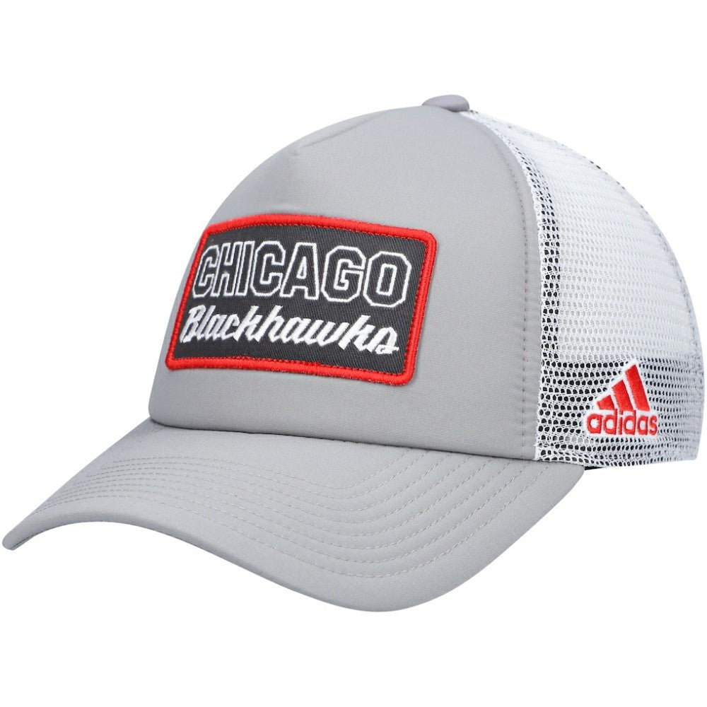 Chicago Blackhawks adidas Locker Room Foam Trucker Snapback Hat - Gray/White - NHL