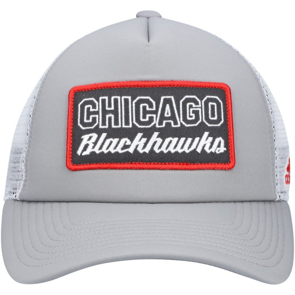 Chicago Blackhawks adidas Locker Room Foam Trucker Snapback Hat - Gray/White - NHL