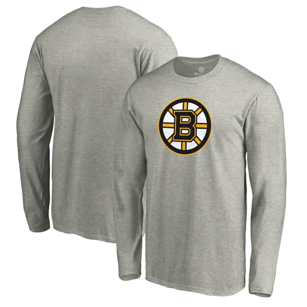 Boston Bruins Primary Logo Long Sleeve T-Shirt - Heather Gray - NHL