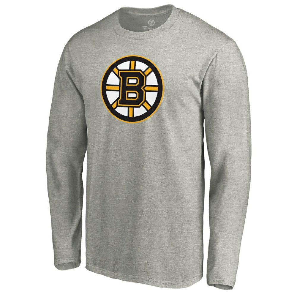 Boston Bruins Primary Logo Long Sleeve T-Shirt - Heather Gray - NHL