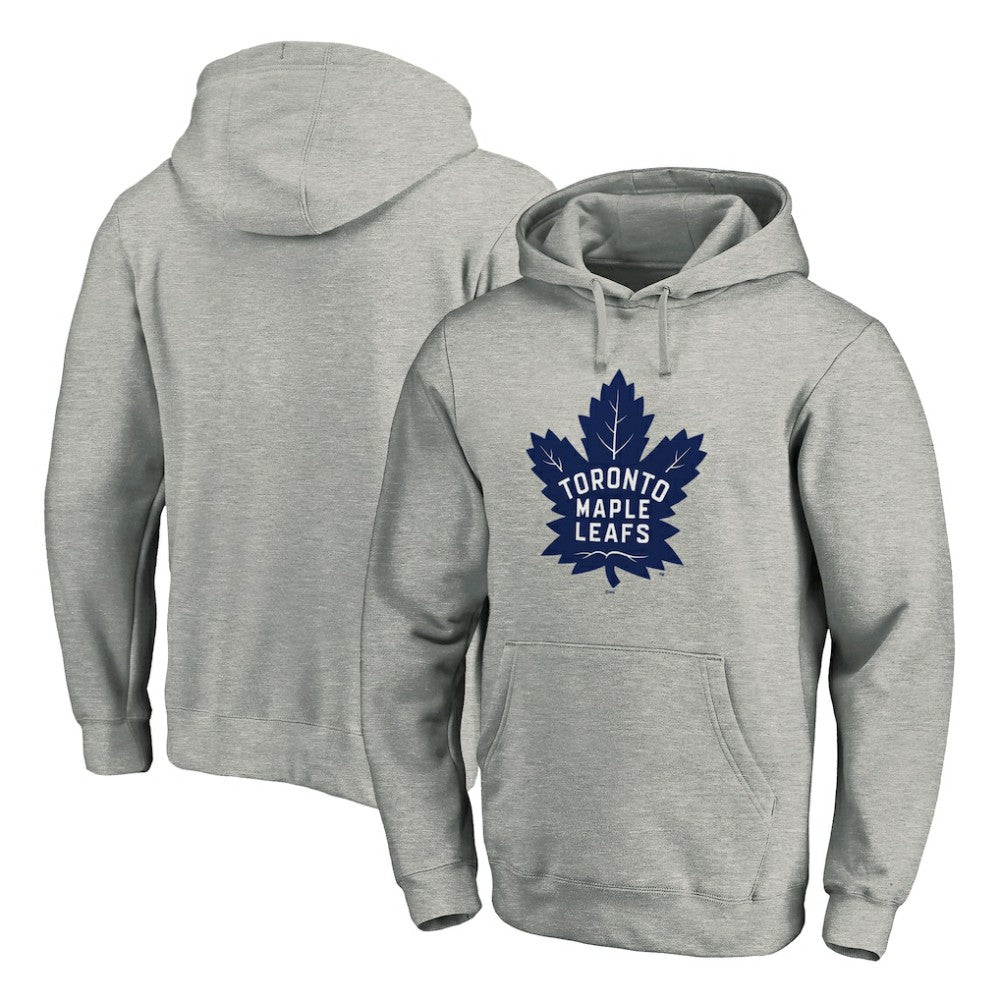 Toronto Maple Leafs Primary Team Logo Fleece Fitted Pullover Hoodie - Heather Gray - NHL