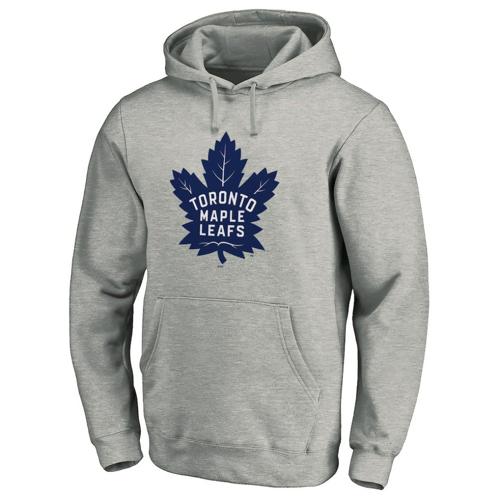 Toronto Maple Leafs Primary Team Logo Fleece Fitted Pullover Hoodie - Heather Gray - NHL