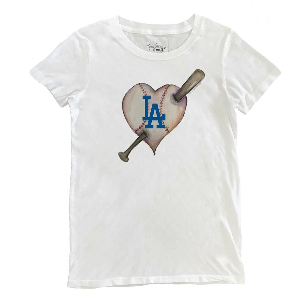 Los Angeles Dodgers Tiny Turnip Women's Heart Bat T-Shirt - MLB