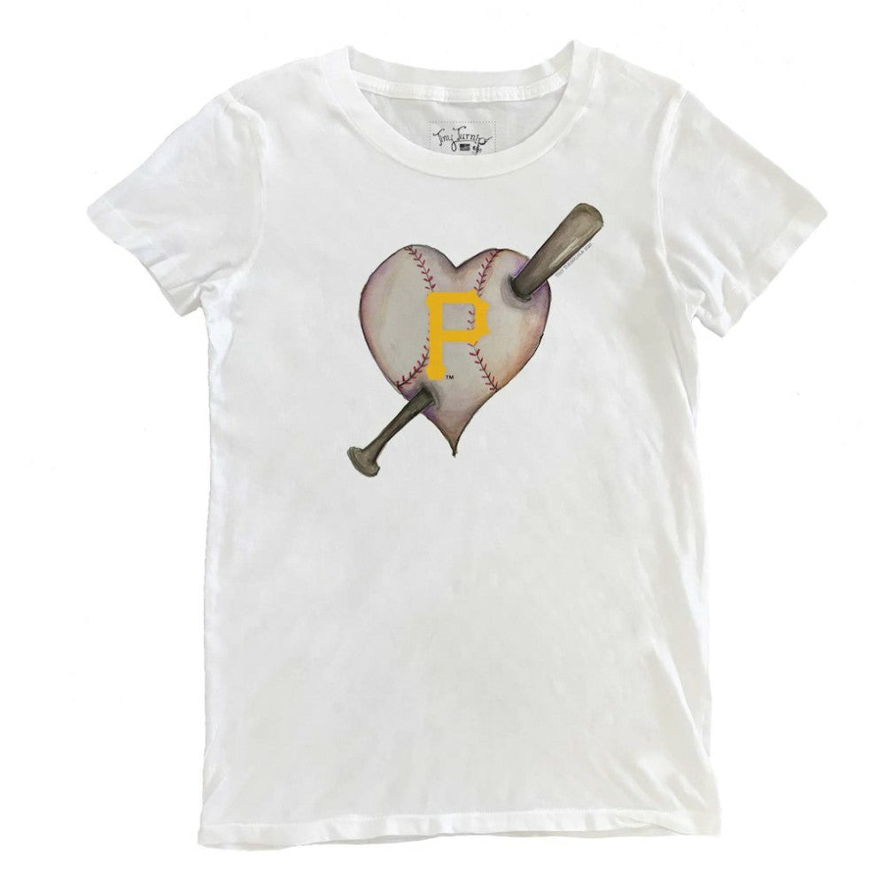 Pittsburgh Pirates Tiny Turnip Women's Heart Bat T-Shirt - MLB