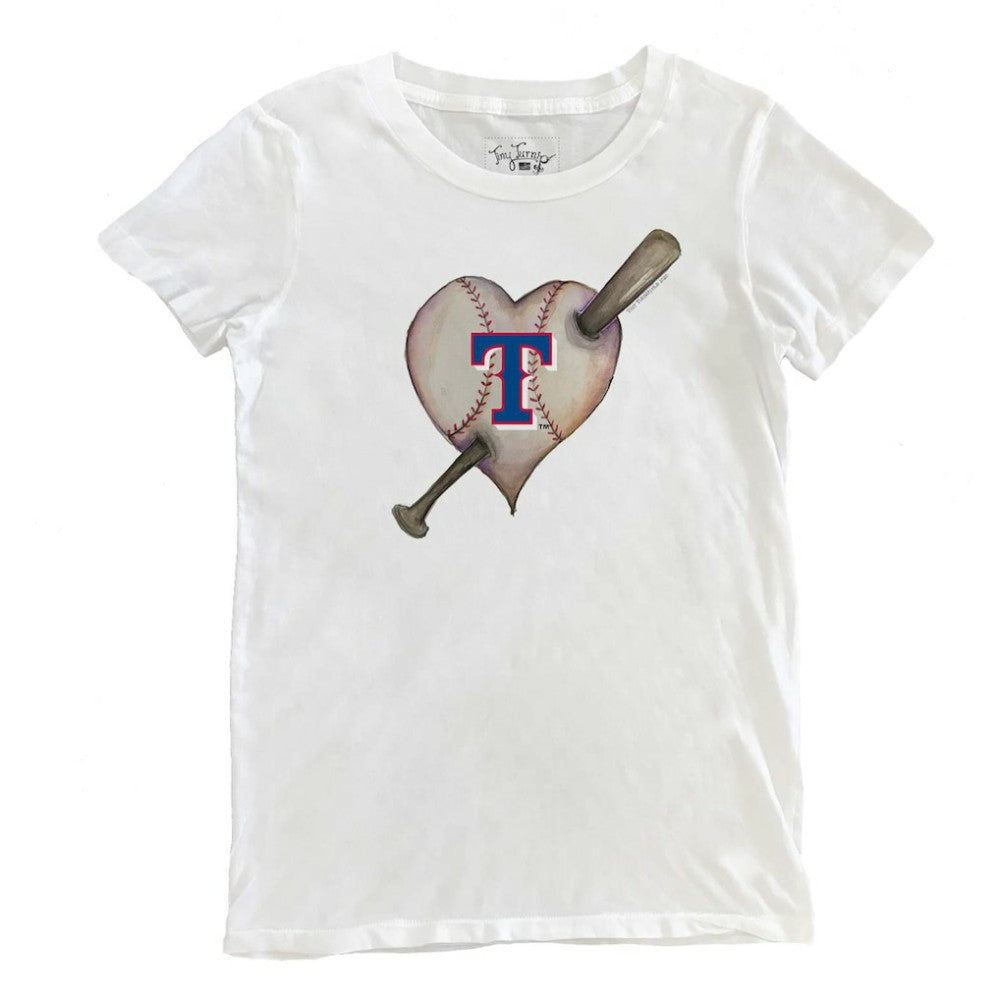 Texas Rangers Tiny Turnip Women's Heart Bat T-Shirt - MLB