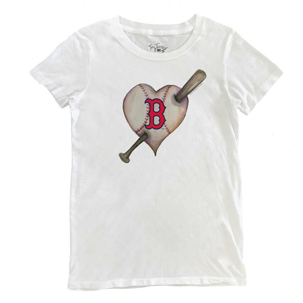 Boston Red Sox Tiny Turnip Women's Heart Bat T-Shirt - MLB