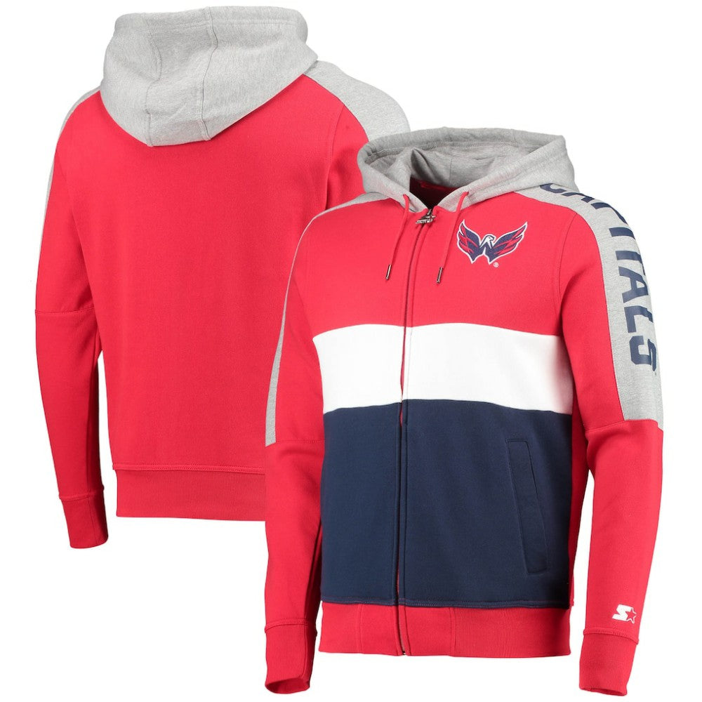 Washington Capitals Starter Playoffs Color Block Full-Zip Hoodie - Red/Navy - NHL