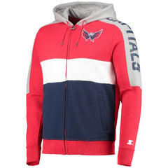 Washington Capitals Starter Playoffs Color Block Full-Zip Hoodie - Red/Navy - NHL