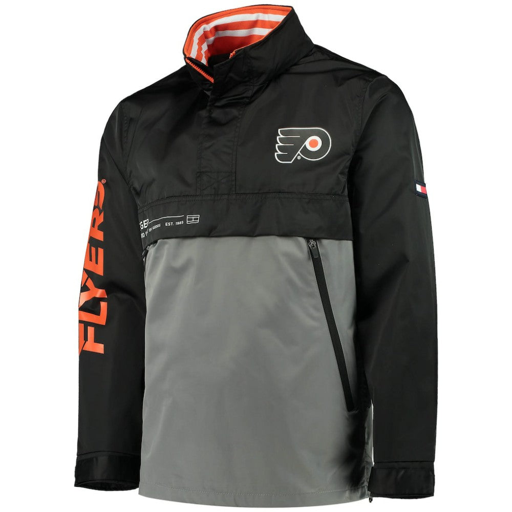 Philadelphia Flyers Tommy Hilfiger Anorak Quarter-Zip Hoodie Jacket - Black/Gray - NHL